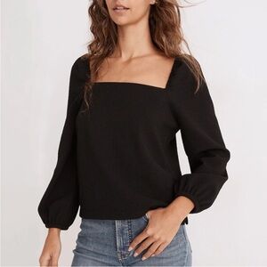 Madewell CREPE SQUARE-NECK PUFF-SLEEVE TOP